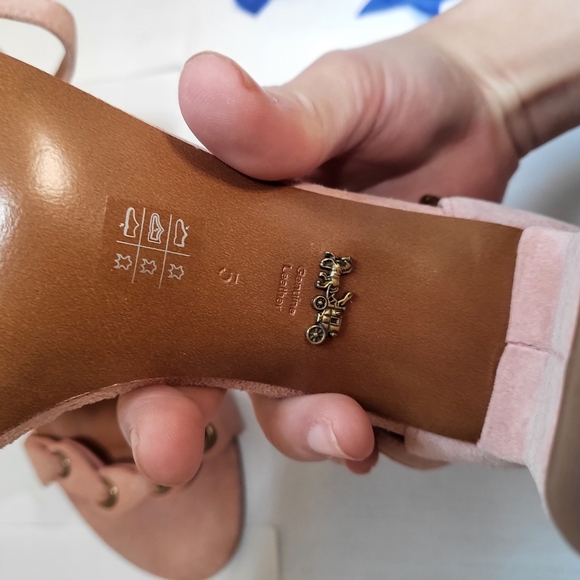 NWOT Coach Heel Link Peony Pink Suede Heeled Sandals - Picture 6 of 7